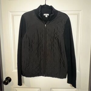 Croft & Barrow Black Full Zip Quilted Front Sweater Jacket